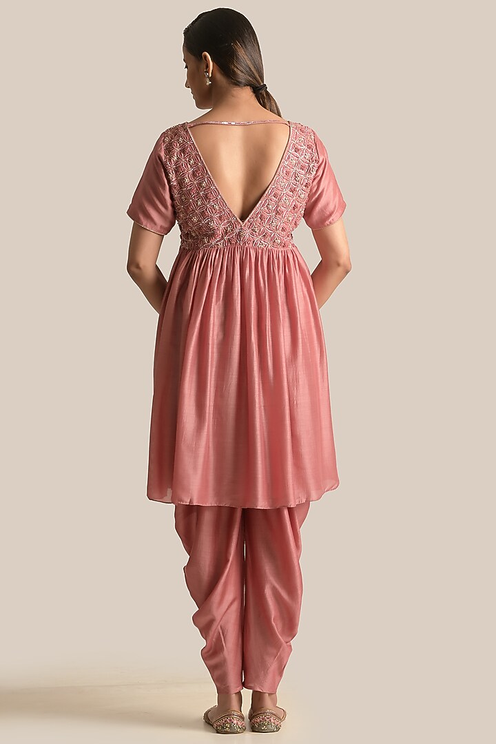Rust Silk Resham Embroidered Kurta Set by Cupid Cotton at Pernia's Pop Up Shop