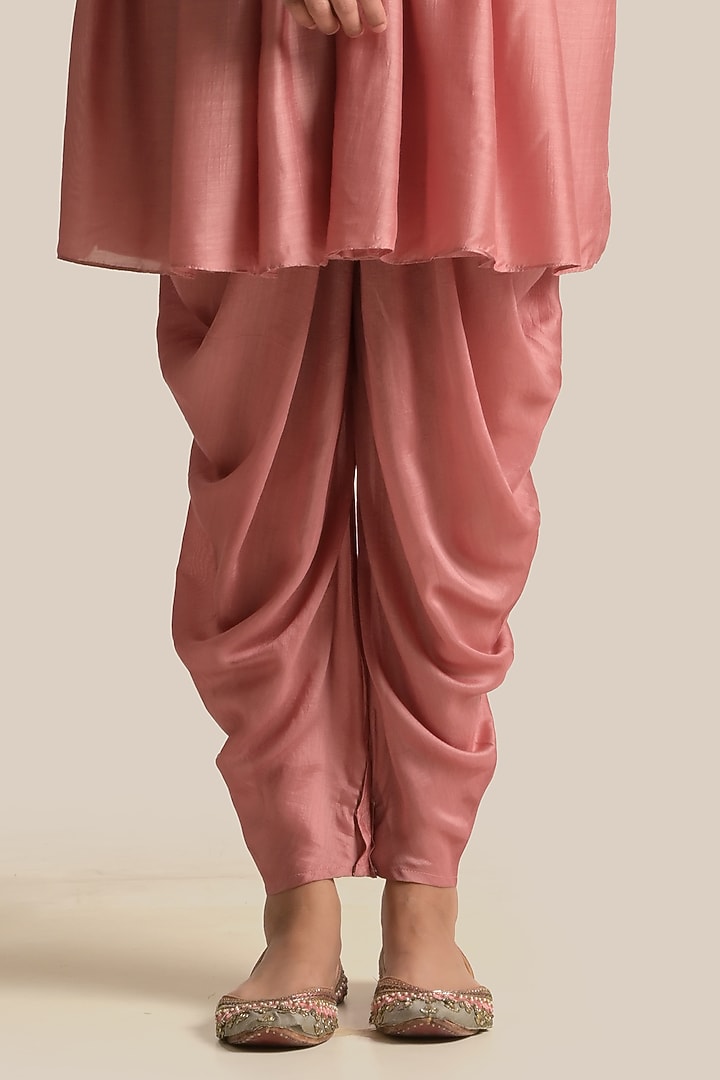 Rust Silk Resham Embroidered Kurta Set by Cupid Cotton at Pernia's Pop Up Shop