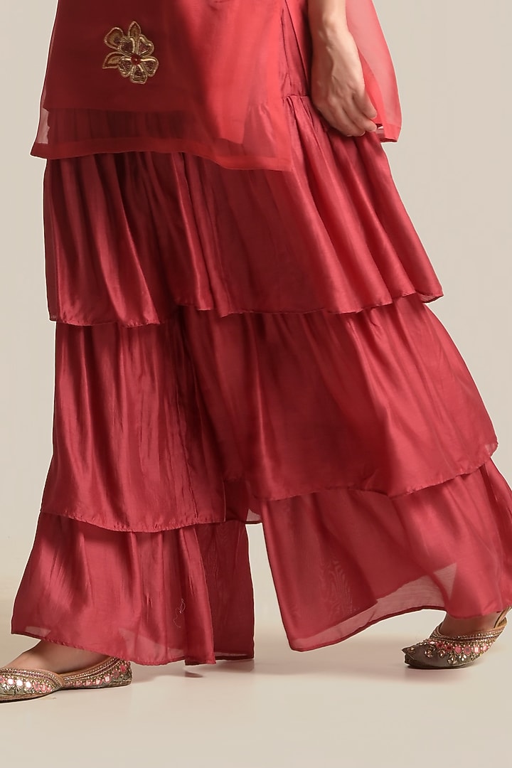 Red Organza Party Wear Sharara Set by Cupid Cotton at Pernia's Pop Up Shop