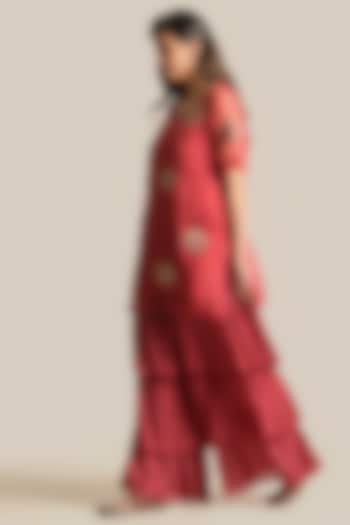 Red Organza Party Wear Sharara Set by Cupid Cotton at Pernia's Pop Up Shop