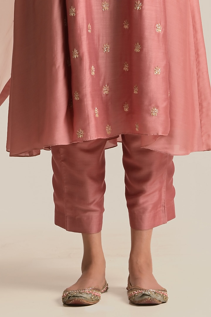 Rust Silk Cotton Resham Embroidered Kurta Set by Cupid Cotton at Pernia's Pop Up Shop