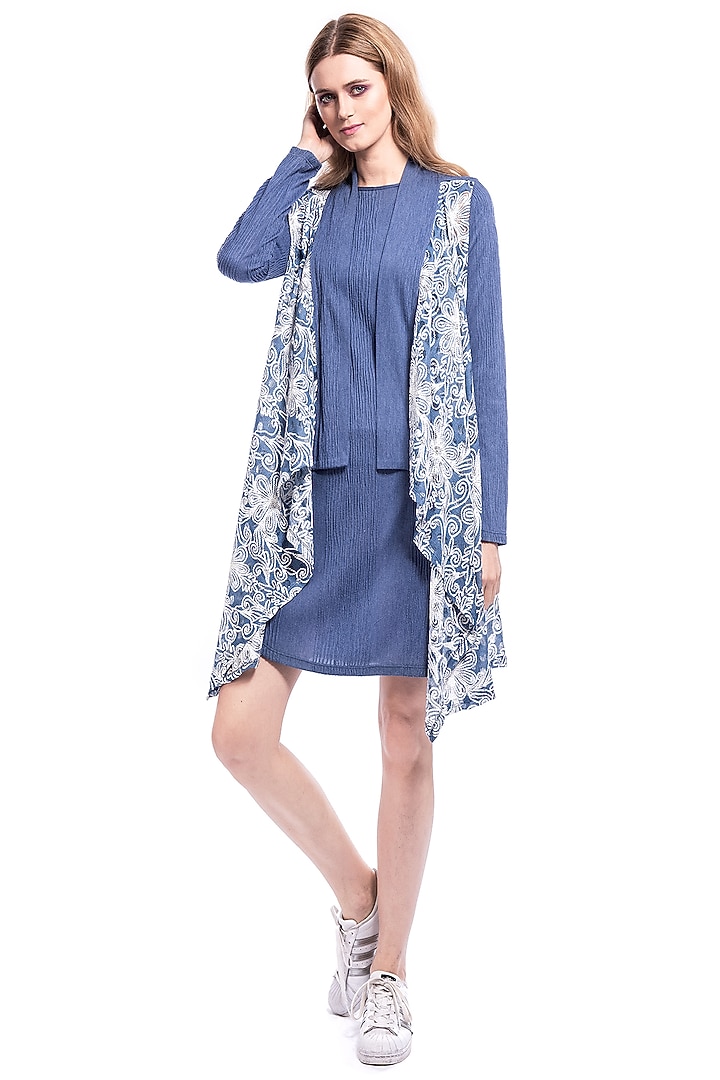 Blue Denim Summer Dress Lace Waterfall Coverall by Curador at Pernia's Pop Up Shop