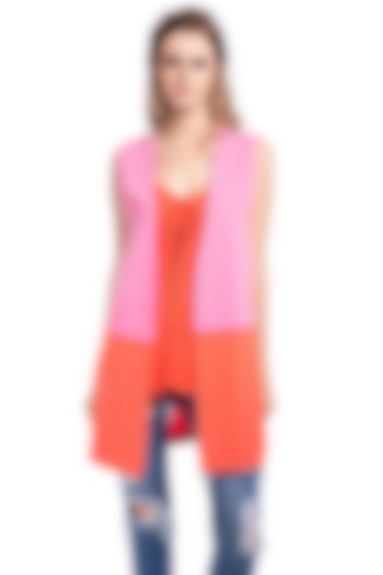 Orange Gilet With Color Blocking by Curador at Pernia's Pop Up Shop