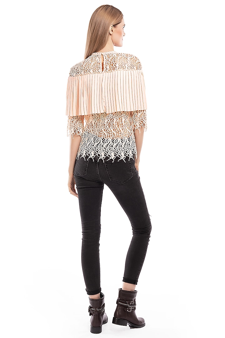 Beige Top With Pleats by Curador at Pernia's Pop Up Shop