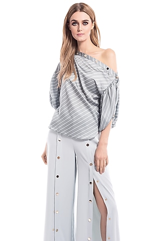 Blue Top With Stripes by Curador