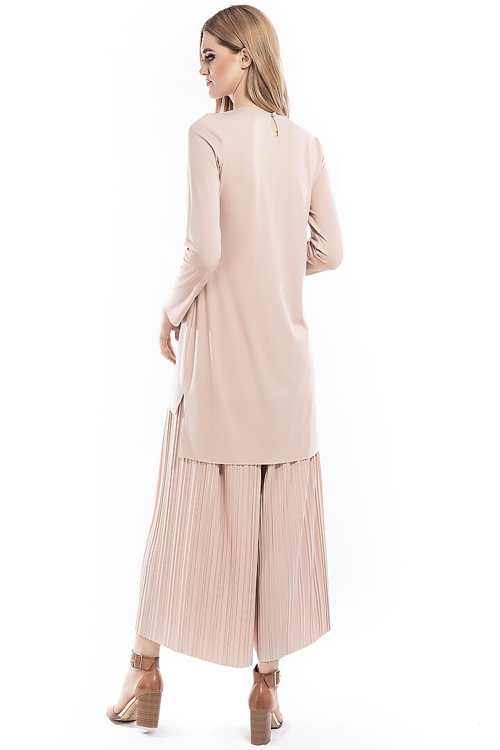 Beige Top With Palazzo Pants by Curador at Pernia's Pop Up Shop