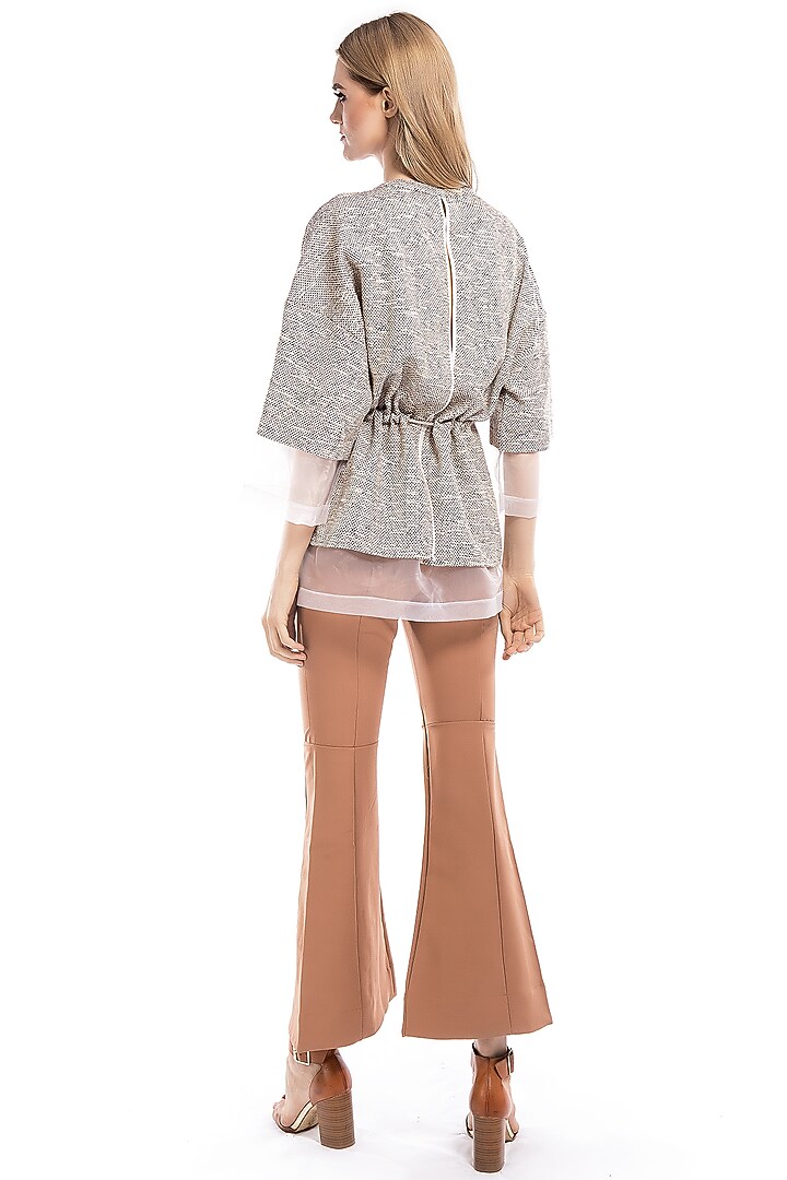 Beige Peplum Top by Curador at Pernia's Pop Up Shop