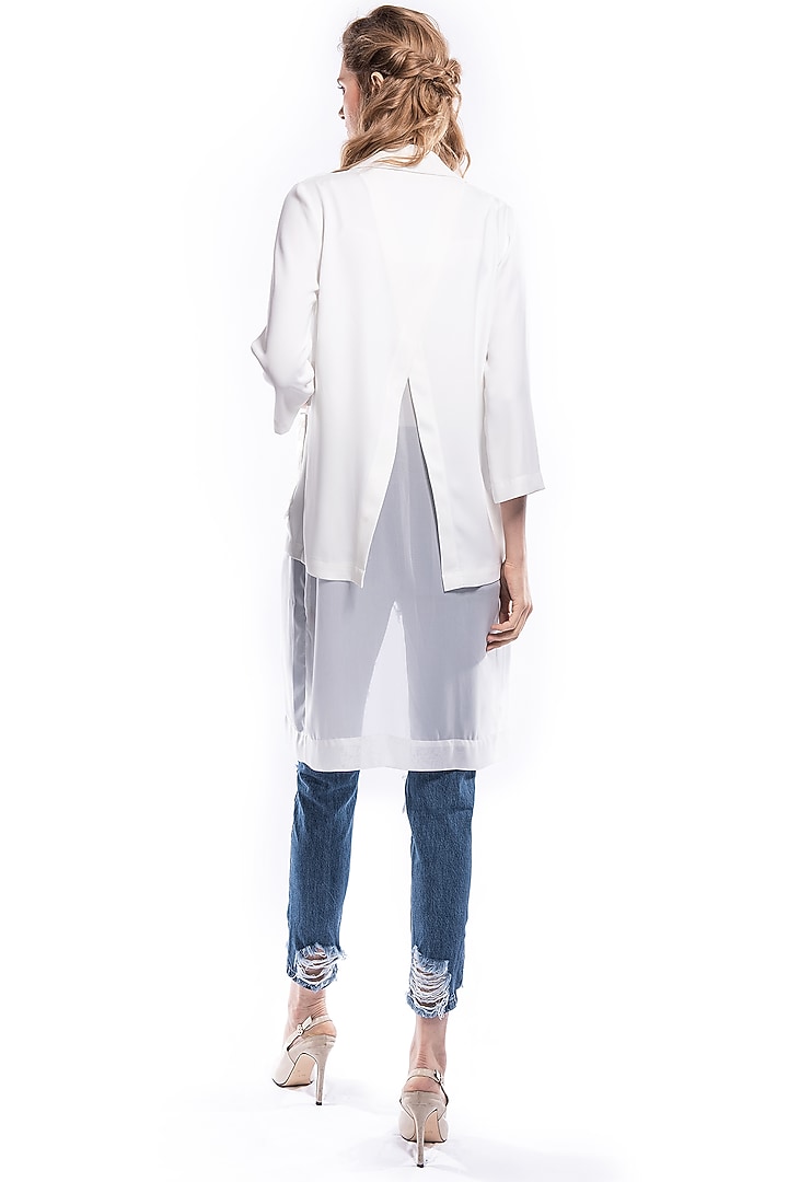 White Kimono Top With Sequin Pockets by Curador at Pernia's Pop Up Shop