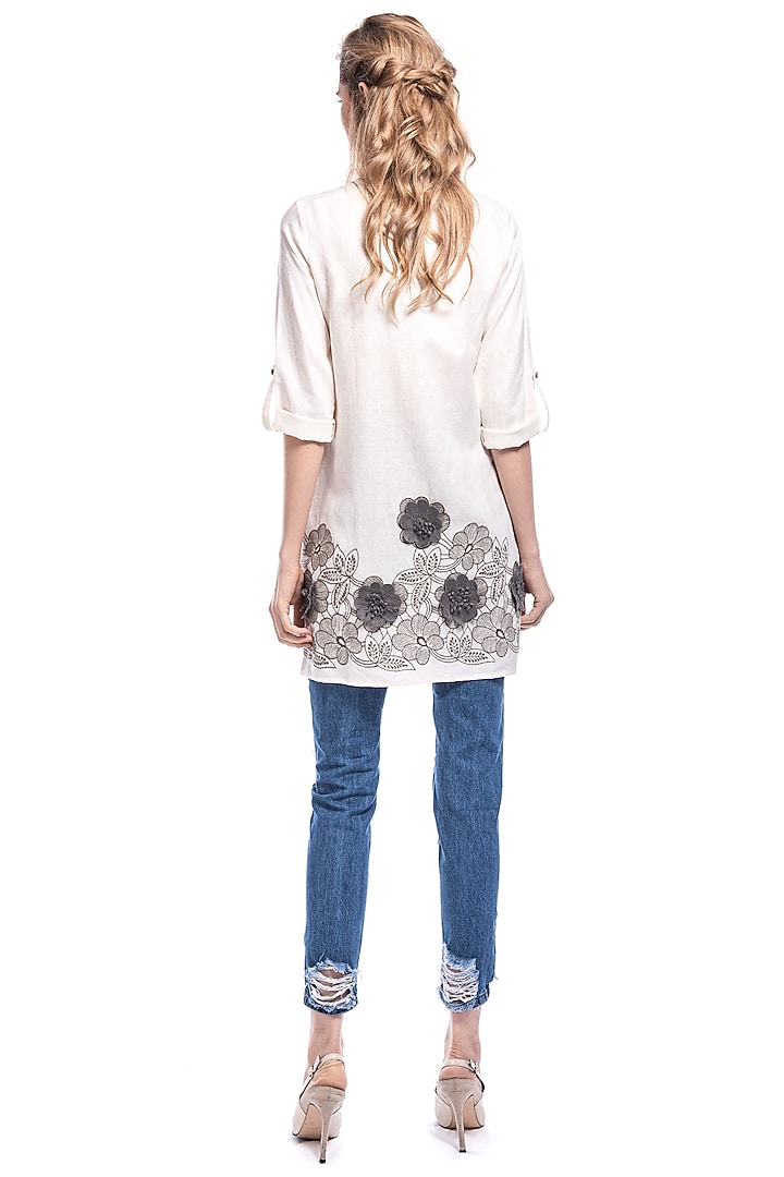 Cream Top With Floral Detailing by Curador at Pernia's Pop Up Shop