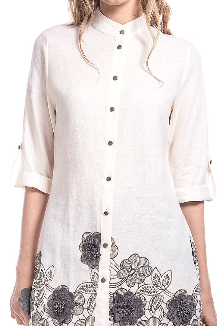 Cream Top With Floral Detailing by Curador at Pernia's Pop Up Shop