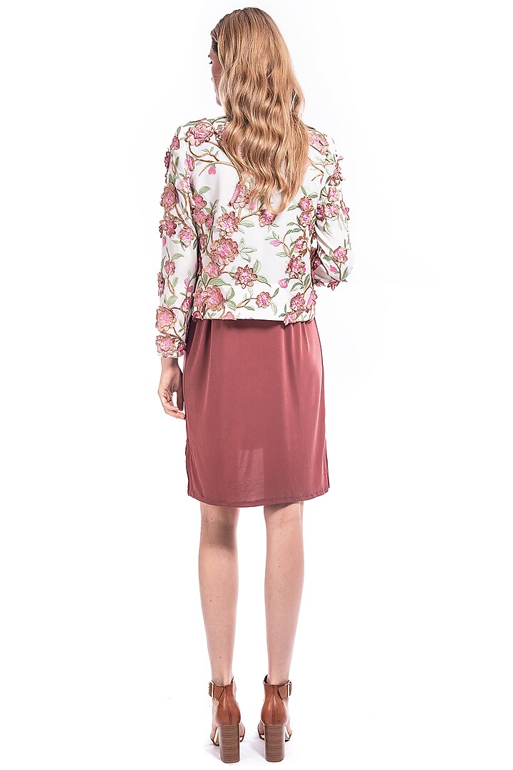 Cream Blazer With Appliques Embroidery by Curador at Pernia's Pop Up Shop