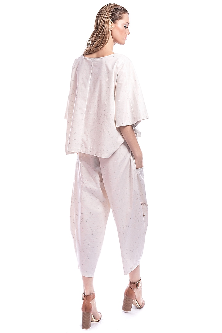 Cream Sequin Top With Cropped Pants by Curador at Pernia's Pop Up Shop
