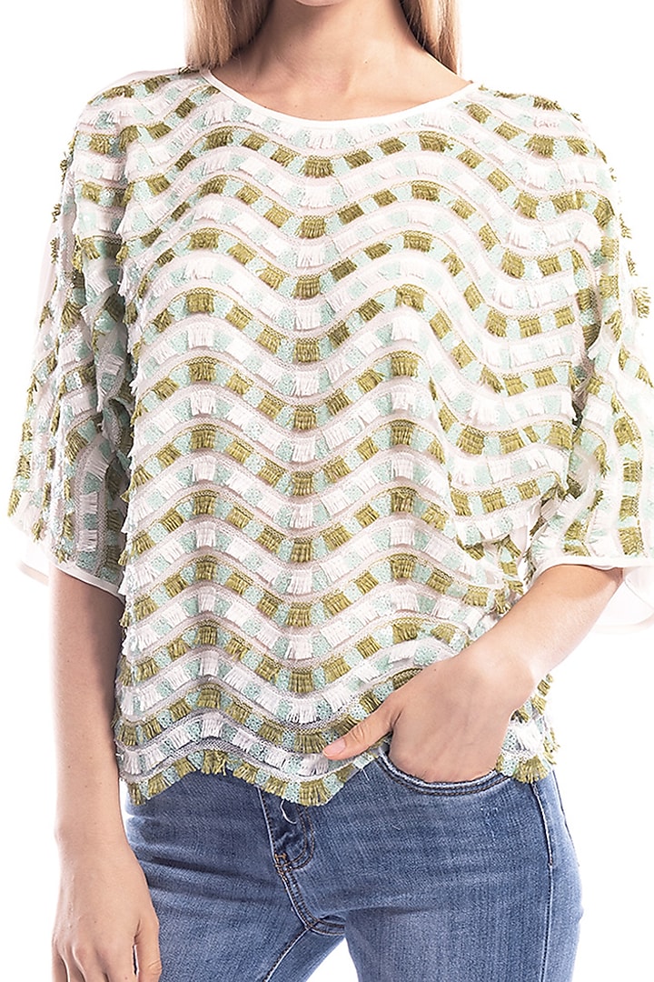 Green & Blue Sequinned Top by Curador at Pernia's Pop Up Shop