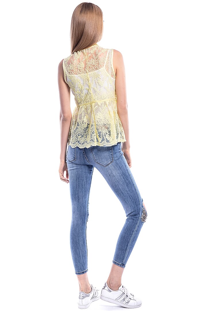 Neon Yellow Peplum Top by Curador at Pernia's Pop Up Shop