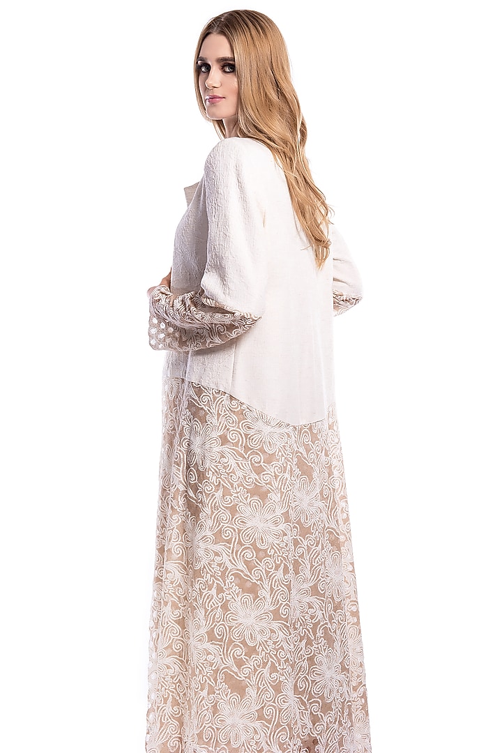 Cream Embroidered Gilet With Maxi Inner by Curador at Pernia's Pop Up Shop