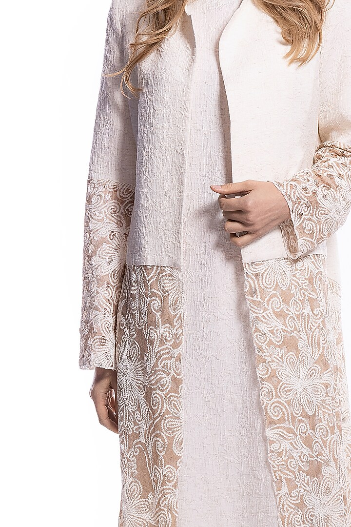 Cream Embroidered Gilet With Maxi Inner by Curador at Pernia's Pop Up Shop