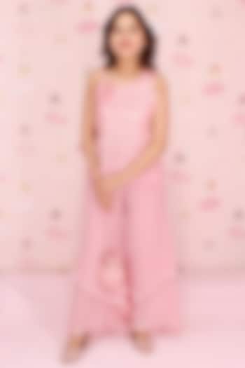 Pink Organza Pant Set For Girls by CUTECUMBER at Pernia's Pop Up Shop