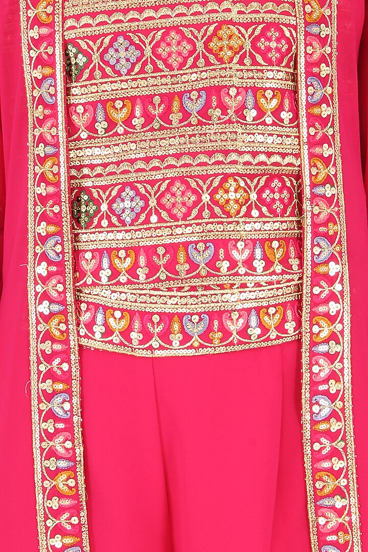 Fuchsia Embellished Palazzo Pant Set For Girls by CUTECUMBER at Pernia's Pop Up Shop