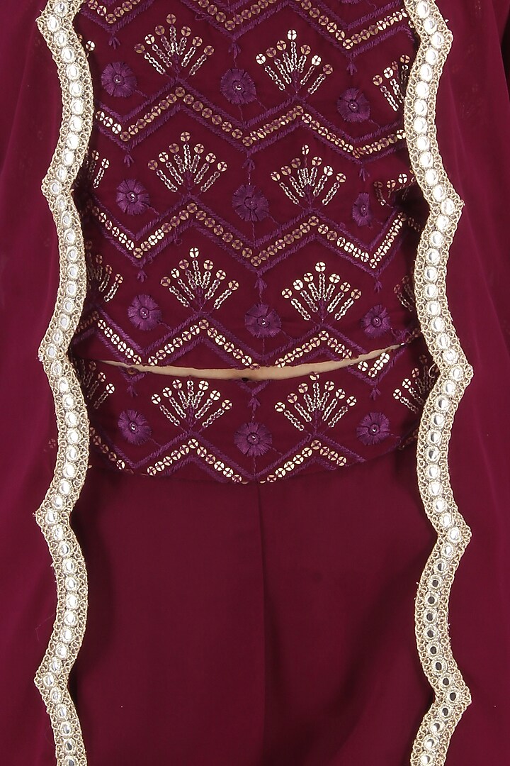Plum Embellished Palazzo Pant Set For Girls by CUTECUMBER at Pernia's Pop Up Shop