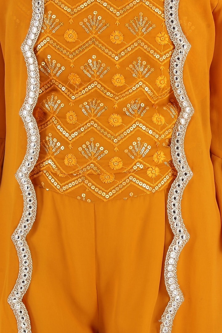 Yellow Embellished Palazzo Pant Set For Girls by CUTECUMBER at Pernia's Pop Up Shop