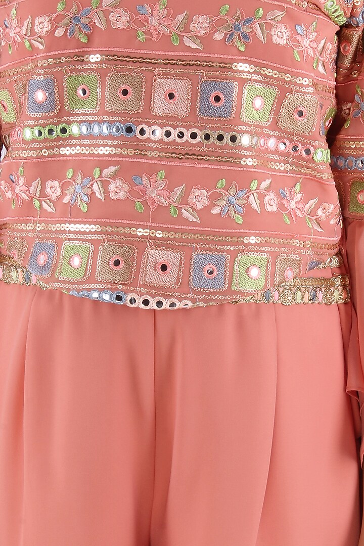 Peach Georgette Palazzo Pant Set For Girls by CUTECUMBER at Pernia's Pop Up Shop