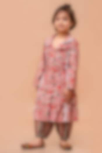 Multi-Colored Modal Floral Printed Kurta Set For Girls by Cutiediva at Pernia's Pop Up Shop