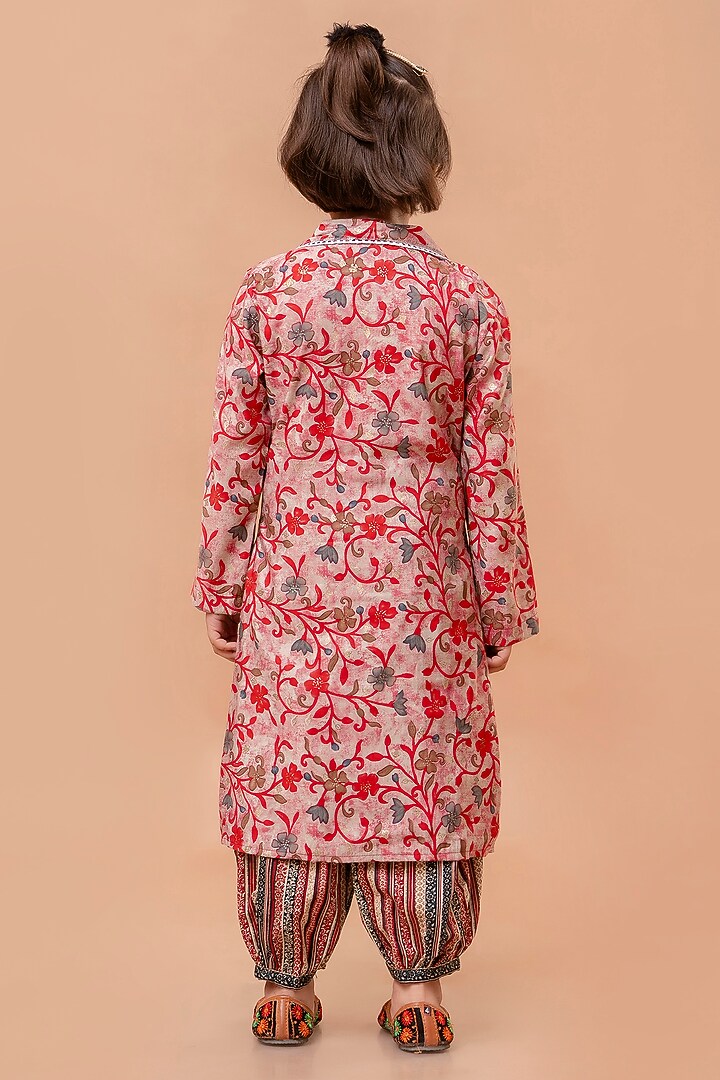 Multi-Colored Modal Floral Printed Kurta Set For Girls by Cutiediva at Pernia's Pop Up Shop
