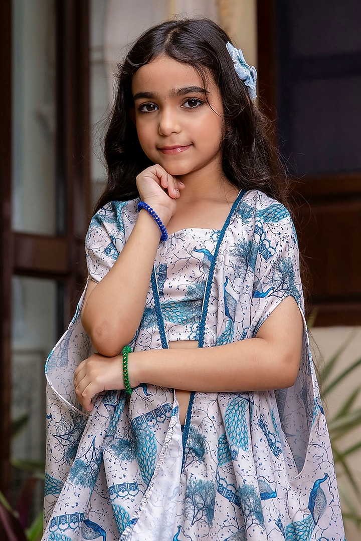 Multi-Colored Viscose Printed Jacket Set For Girls by Cutiediva at Pernia's Pop Up Shop