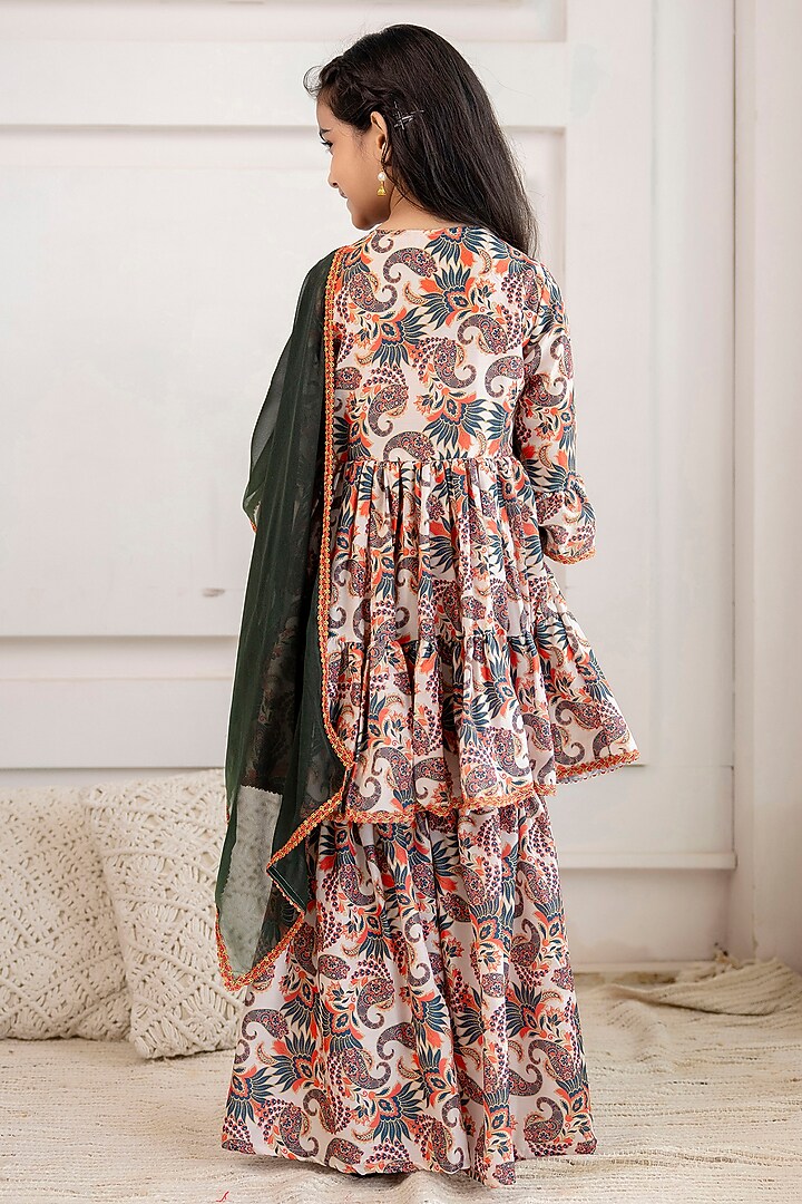 Multi-Colored Muslin Printed Sharara Set For Girls by Cutiediva at Pernia's Pop Up Shop
