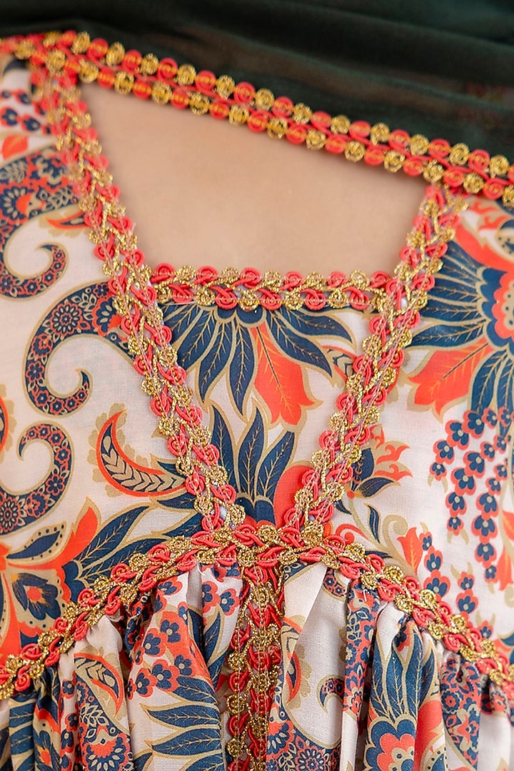 Multi-Colored Muslin Printed Sharara Set For Girls by Cutiediva at Pernia's Pop Up Shop