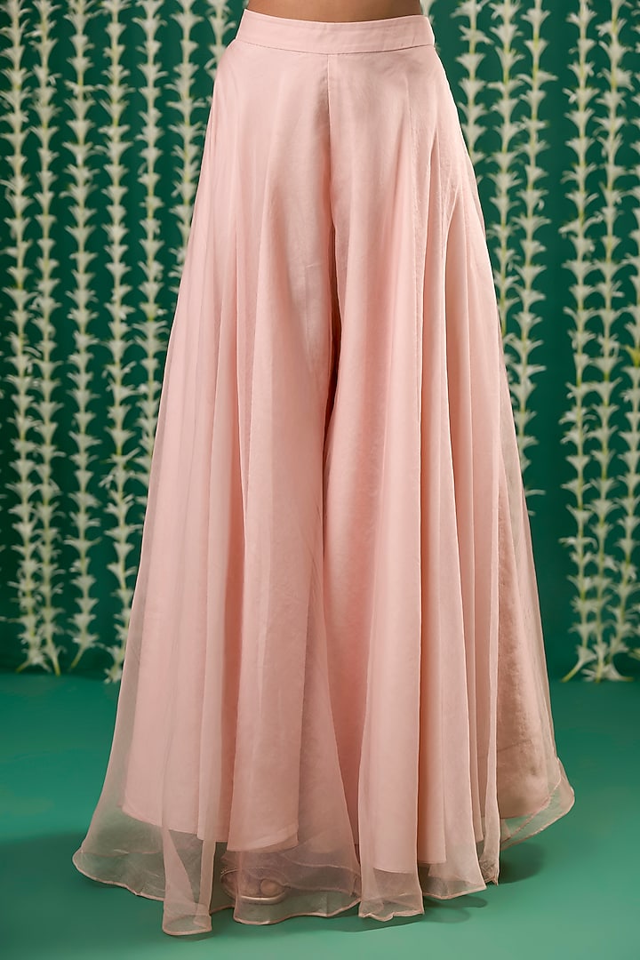 Misty Rose Pink Organza Aari Embroidered Cape Set by Cupid Cotton at Pernia's Pop Up Shop