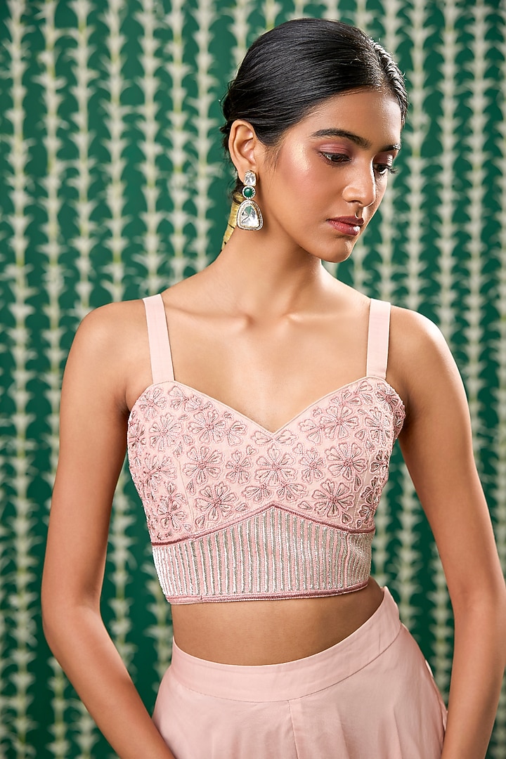Misty Rose Pink Organza Aari Embroidered Cape Set by Cupid Cotton at Pernia's Pop Up Shop