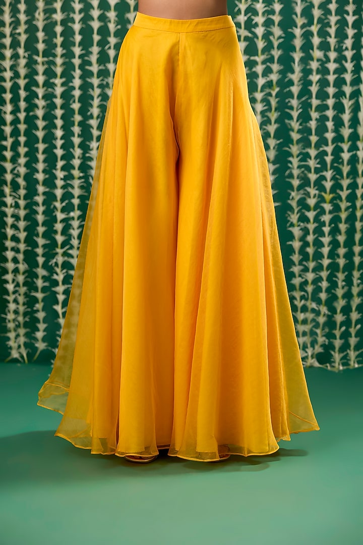 Yellow Organza Embroidered Cape Set by Cupid Cotton at Pernia's Pop Up Shop