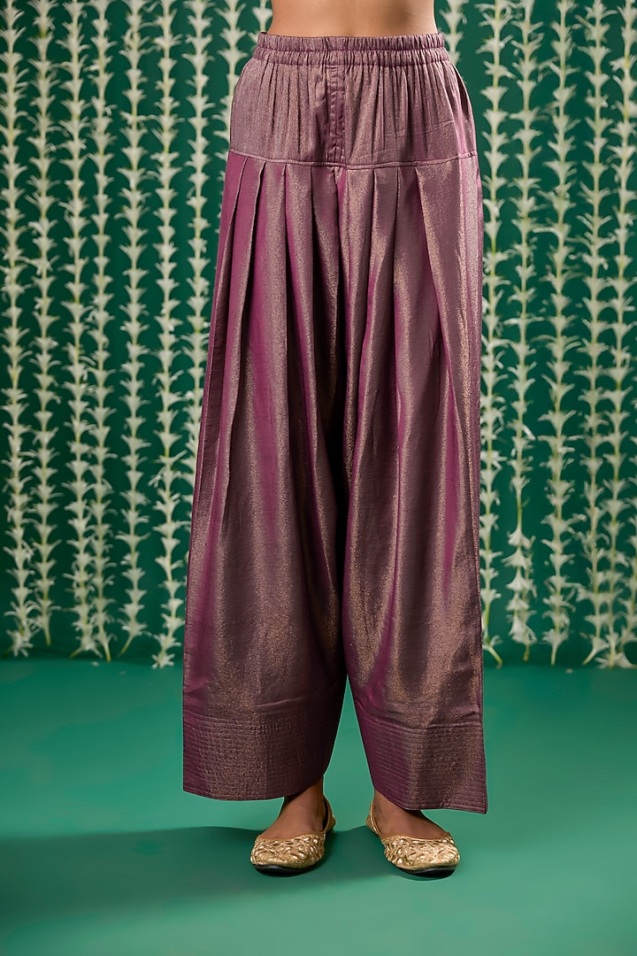 Deep Wine Silk Pitta Embroidered Kurta Set by Cupid Cotton at Pernia's Pop Up Shop