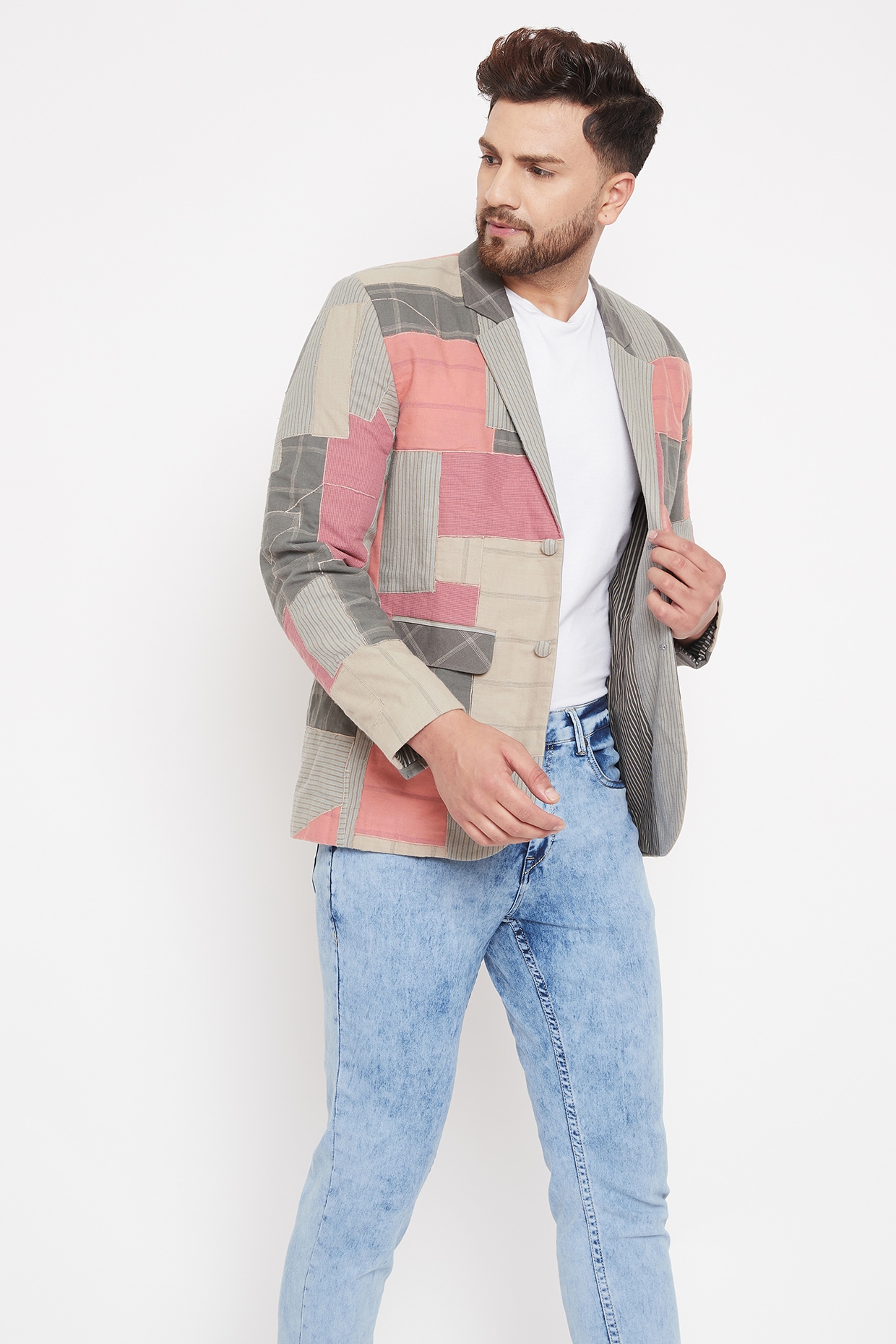 Doodlage Men - Multi-Colored Cotton Blend Blazer for Men at Pernia's Pop-Up Shop