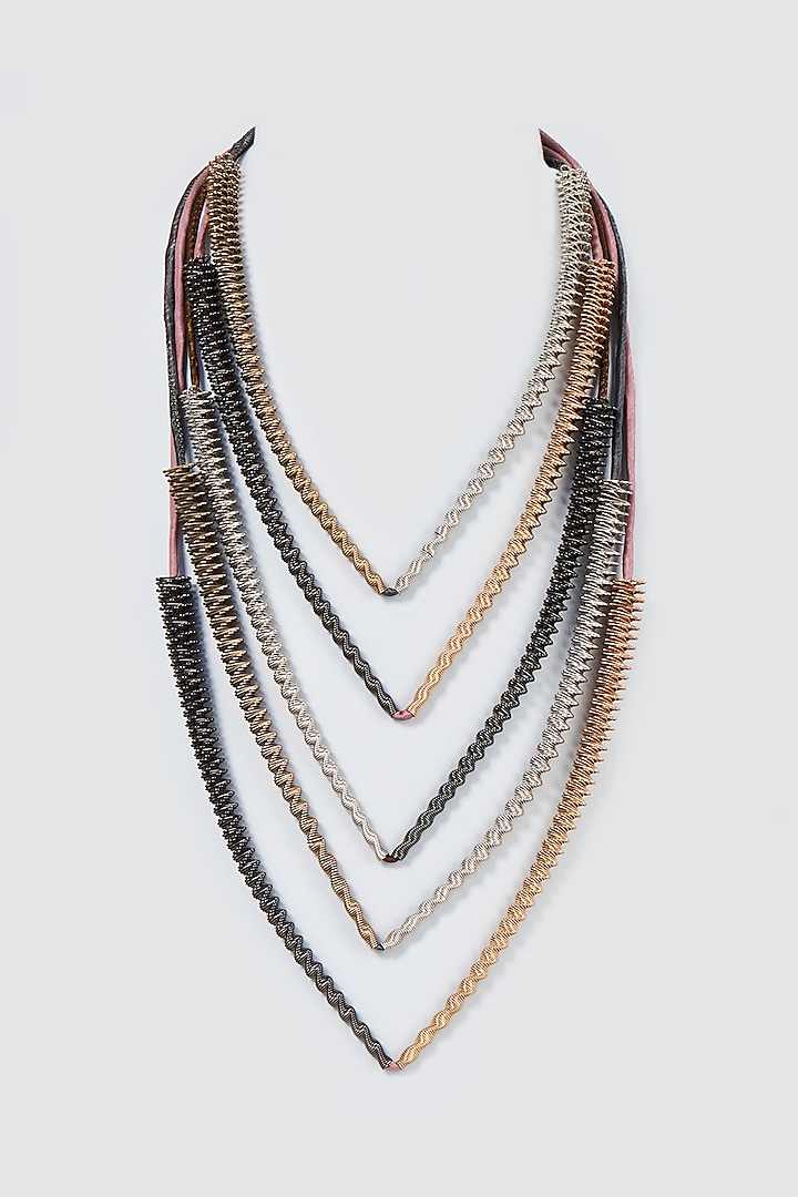Gun Metal Finish Spring Necklace by CVH Jewellery