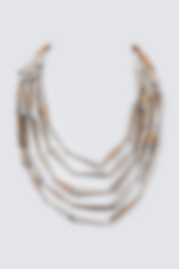 Two Tone Finish Crystal Spring Necklace by CVH Jewellery