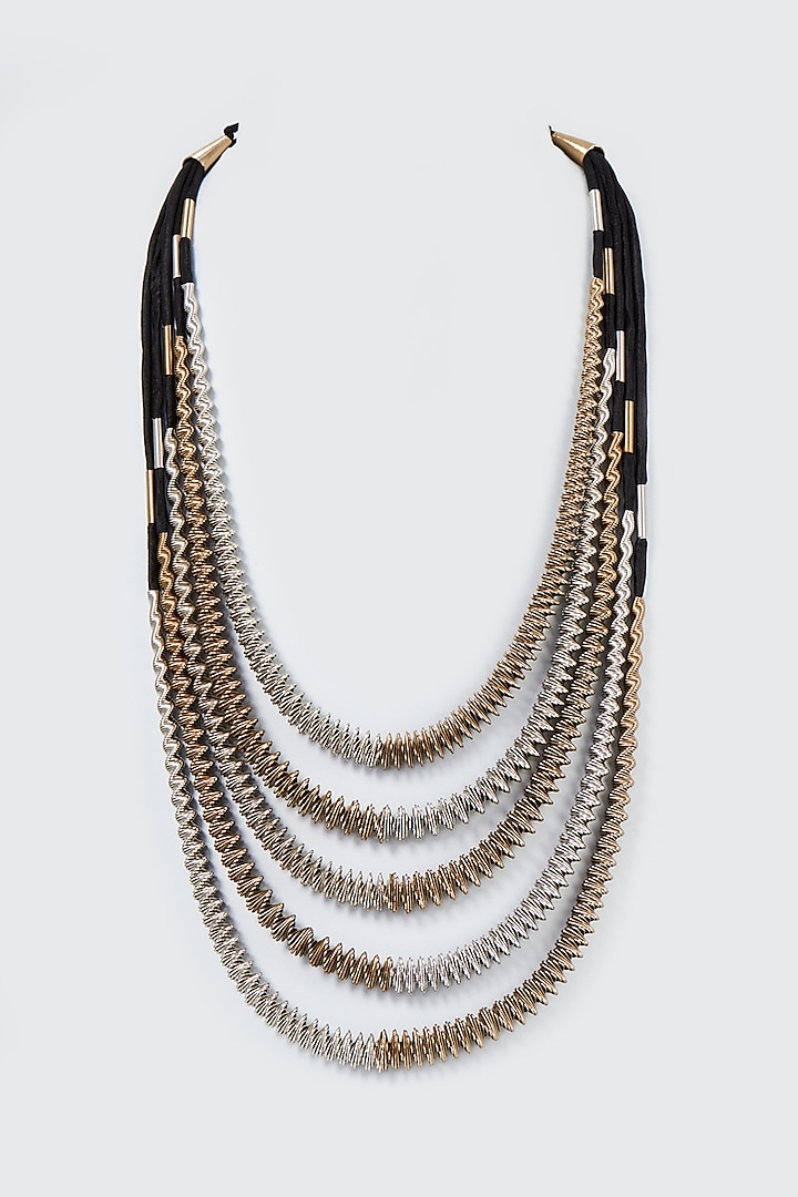 Two Tone Finish Spring Necklace by CVH Jewellery