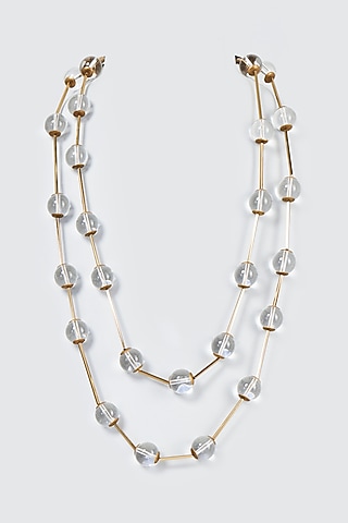 Gold Finish Glass Ball Stick Necklace by CVH Jewellery