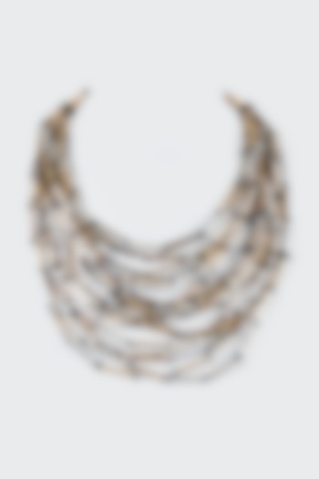 Two Tone Finish Swarovski Crystal Stick Necklace by CVH Jewellery