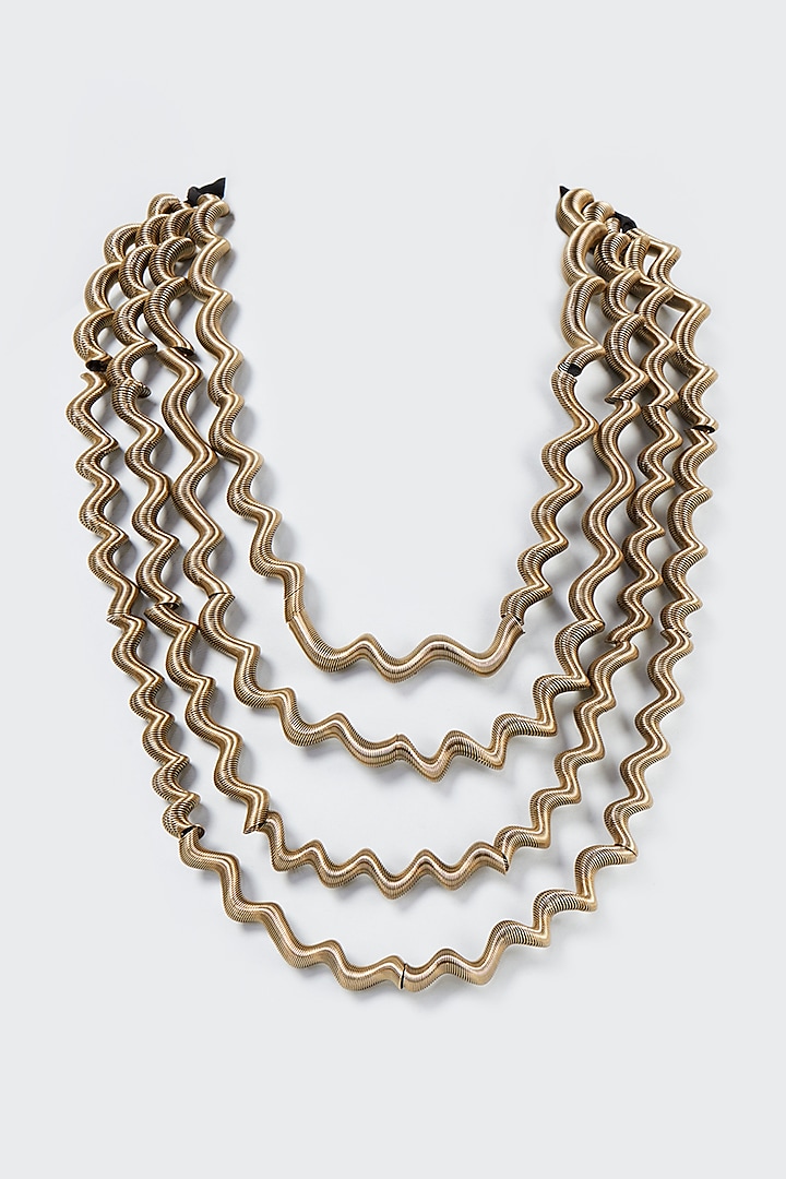 Gold Finish Curl Spring Necklace by CVH Jewellery