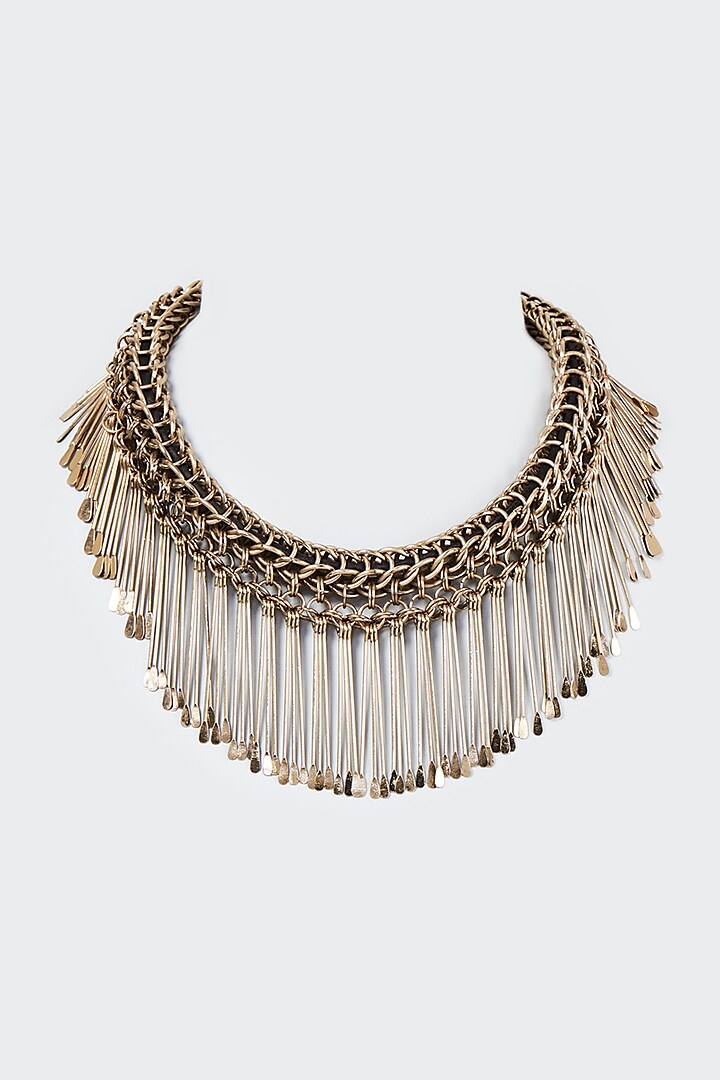 Gold Finish Stick Choker Necklace by CVH Jewellery