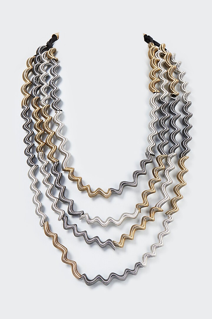 Gun Metal Finish Curl Spring Necklace by CVH Jewellery