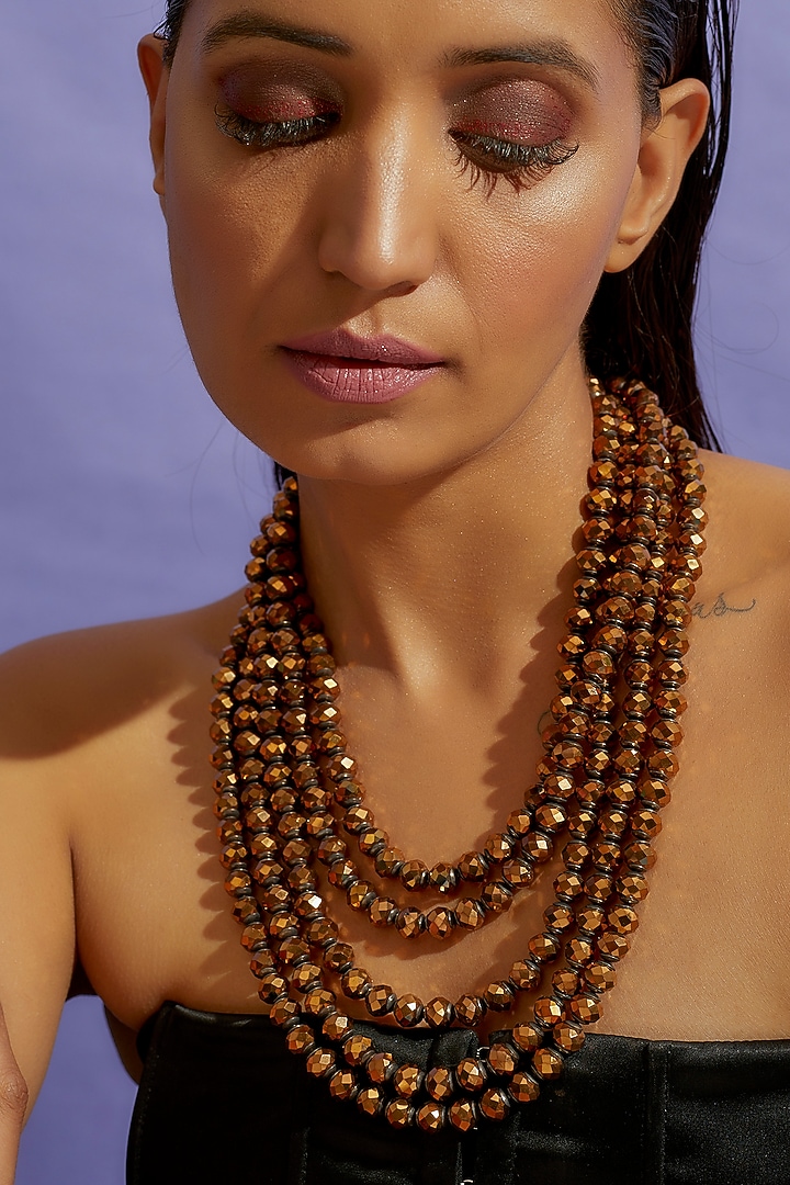 Bronze Swarovski Crystal Necklace by CVH Jewellery at Pernia's Pop Up Shop