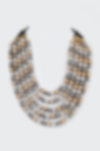 Gun Metal Finish Beaded Choker Necklace by CVH Jewellery