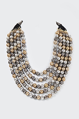 Gun Metal Finish Beaded Choker Necklace by CVH Jewellery