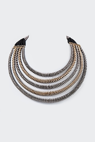 Two Tone Finish Spring Collar Necklace by CVH Jewellery