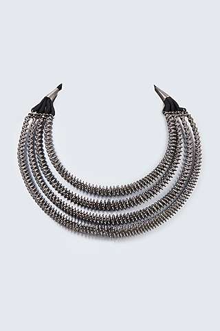 Two Tone Finish Spring Collar Necklace by CVH Jewellery