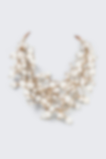 Gold Finish Pearl Zig Zag Choker Necklace by CVH Jewellery