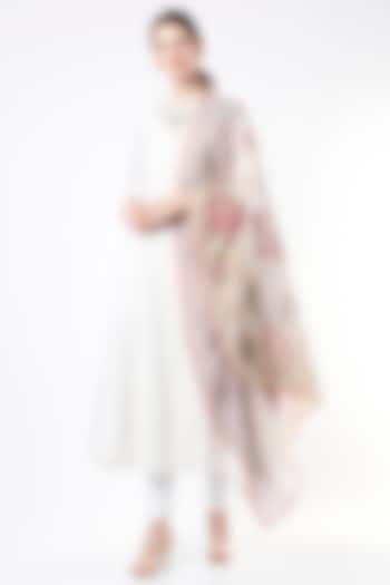 Off-White Chanderi Scarf by Vineet Rahul at Pernia's Pop Up Shop